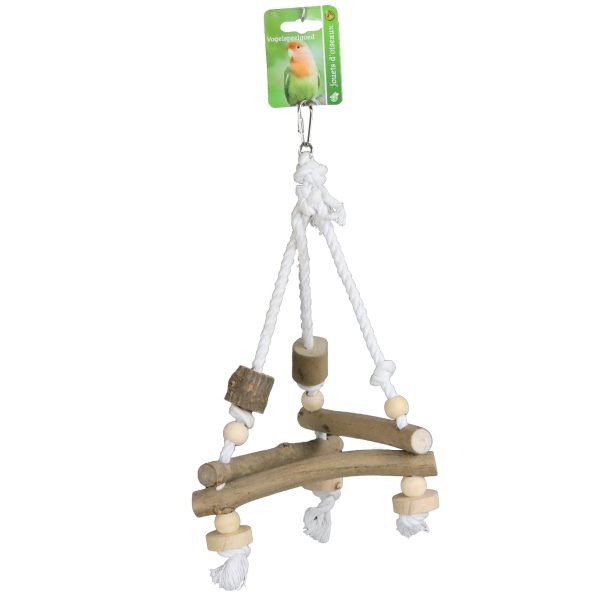 Vogelspeelgoed Boon triangel touw + hout +houten kralen 37cm Hot on Sale