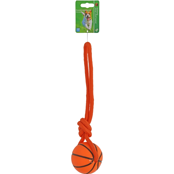 Honden speelgoed Boon hond speelgoed basketbal TPR oranje 8cm met touwlus Online