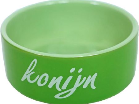 Konijnen-eetbak steen Ø 12 cm, groen. Sale