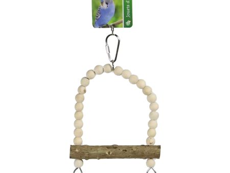 Vogelspeelgoed Boon schommel hout + houten kralen + bel 22cm Online