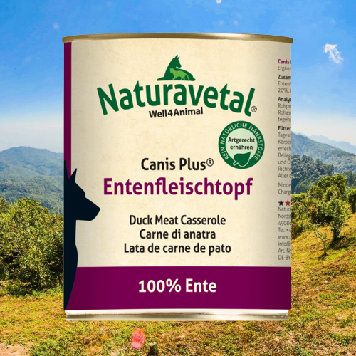 Naturavetal Canis Plus Eendenvlees in blik For Discount