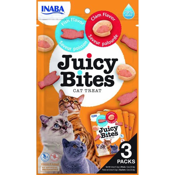 Katten snoepjes Juicy Bites Vis en mossel  ( Verpakt 3 zakjes x 11,3 gram ) For Discount