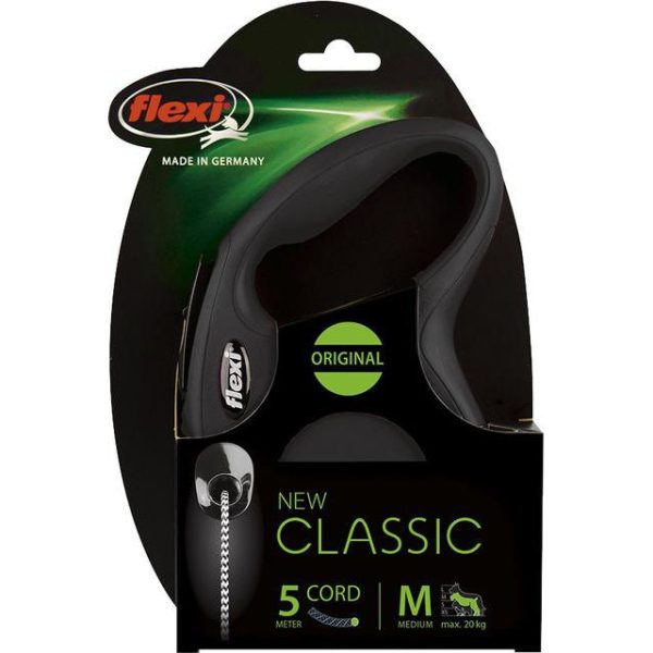 Flexi rollijn CLASSIC cord M, zwart. (5 meter) Fashion