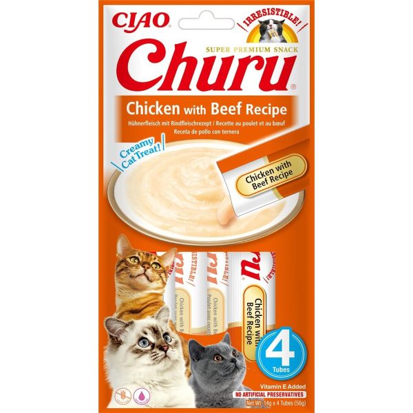 Katten snoepjes Churu Puree Kip met Rund Sale