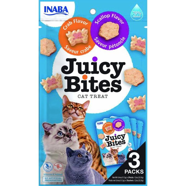 Katten snoepjes Juicy Bites Sint-jakobsschelp en krab  ( Verpakt 3 zakjes x 11,3 gram ) Hot on Sale