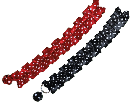 Katten halsbanden  Volwassen Boon Kattenhalsband nylon met ruche stip, Zwart of Rood Online