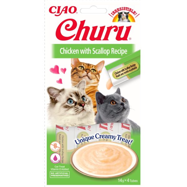 Katten snoepjes Churu Puree Kip met Sint-jakobsschelp Online Hot Sale