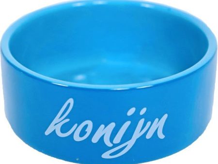 Konijnen-eetbak steen Ø 12 cm, blauw. Sale