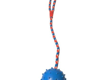 Rubber bal blauw met koord For Discount