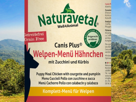 Naturavetal Canis Plus Pups Compleet-Menu Kip met courgette en pompoen Discount