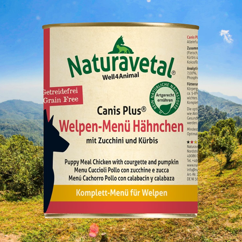 Naturavetal Canis Plus Pups Compleet-Menu Kip met courgette en pompoen Discount