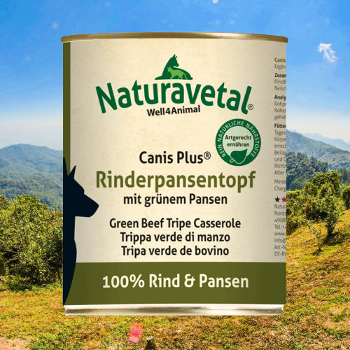 Naturavetal Canis Plus Runderpens met groene pens in blik Online now