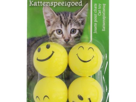 Kattenspeelgoed Boon kattenspeelgoed smileybal geel 4cm pak a 4 stuks For Sale